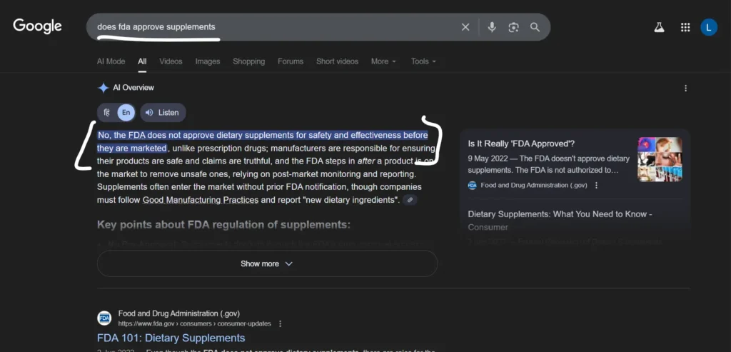 Confusing FDA and Manufacturing Claims